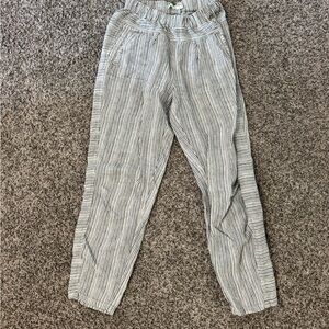 100% linen pants striped